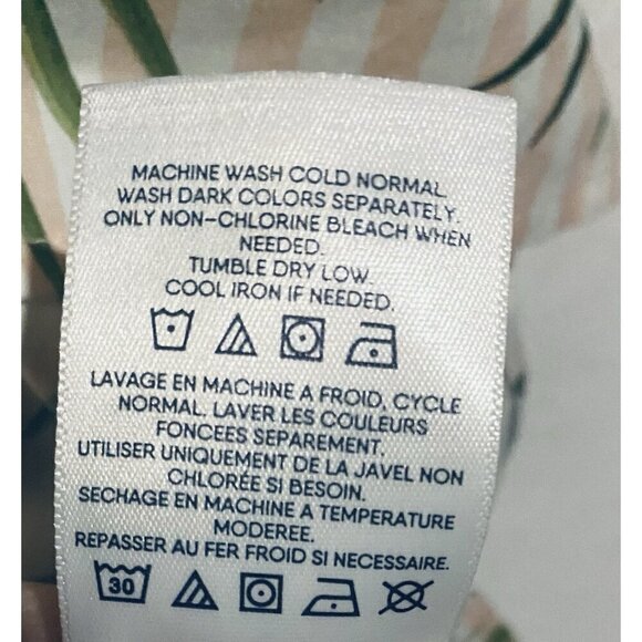 Lands End Top Womens 2X Pink White Striped Palm Tropical Long Sleeve Tunic Boho - Picture 8 of 9